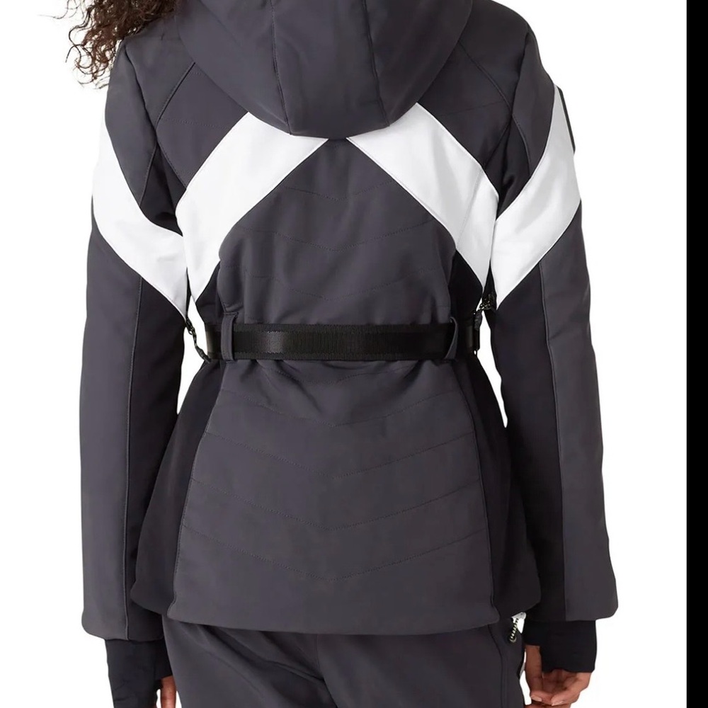 Sweaty Betty Charcoal and White Hooded Ski Jacket with Belt